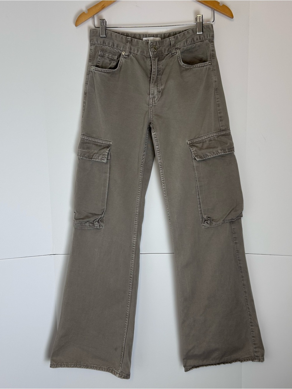 Zara Grey Cargo Pants Utility Wide Leg women Size 2
